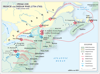 Map of the French & Indian War 1754-1763
