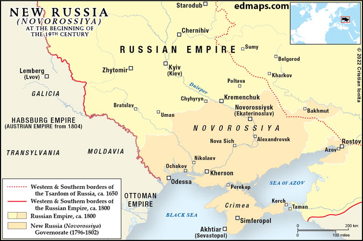 Map of the New Russia (Novorossiya) 1796-1802