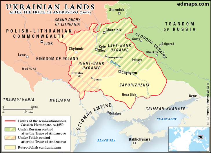 Map of the Ukrainian Lands after 1667